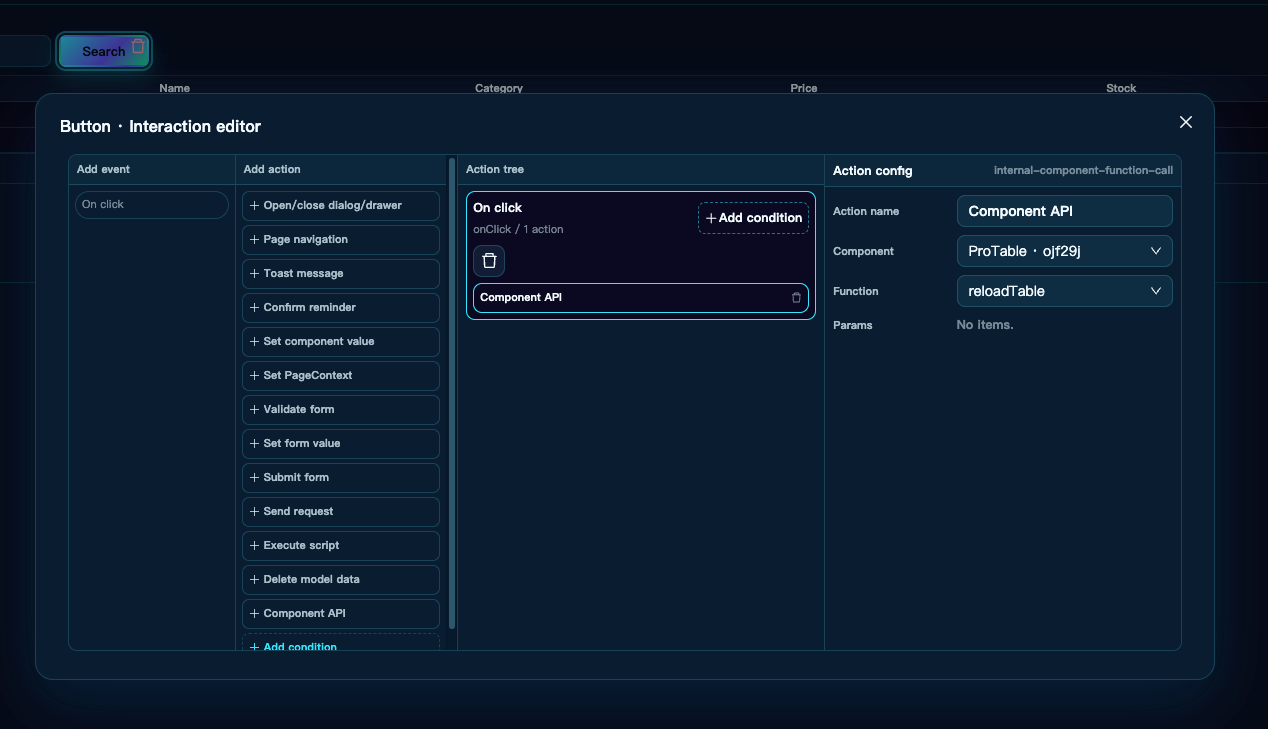 Configure the ProTable Search button