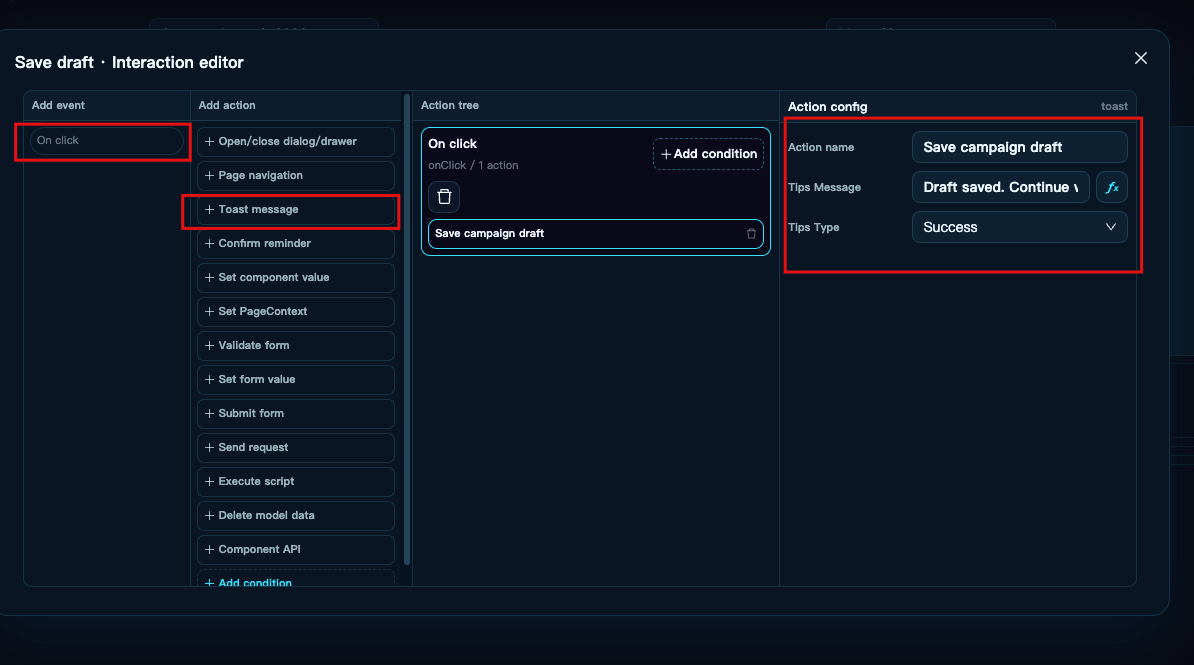 Tab onClick interaction