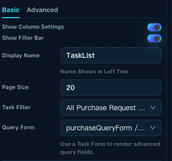 TaskList basic properties