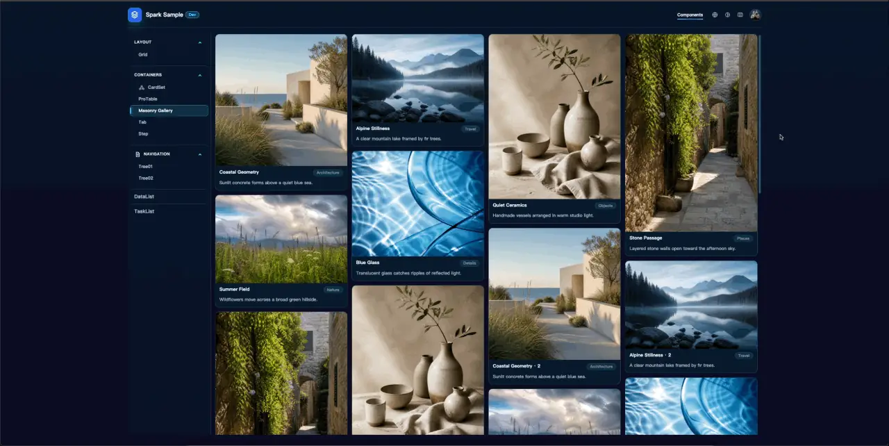 Masonry Gallery の実行時動作